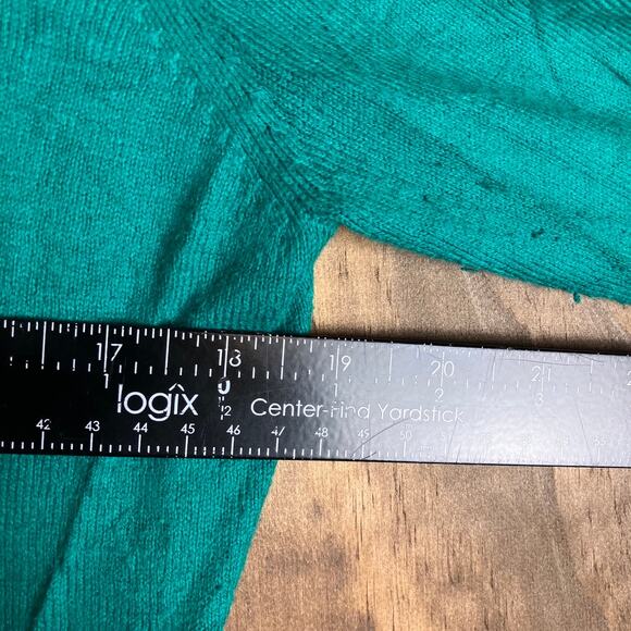 LL Bean Women Sweater Teal Open Cardigan Button Front Pockets Cashmere Blend M - Picture 7 of 11